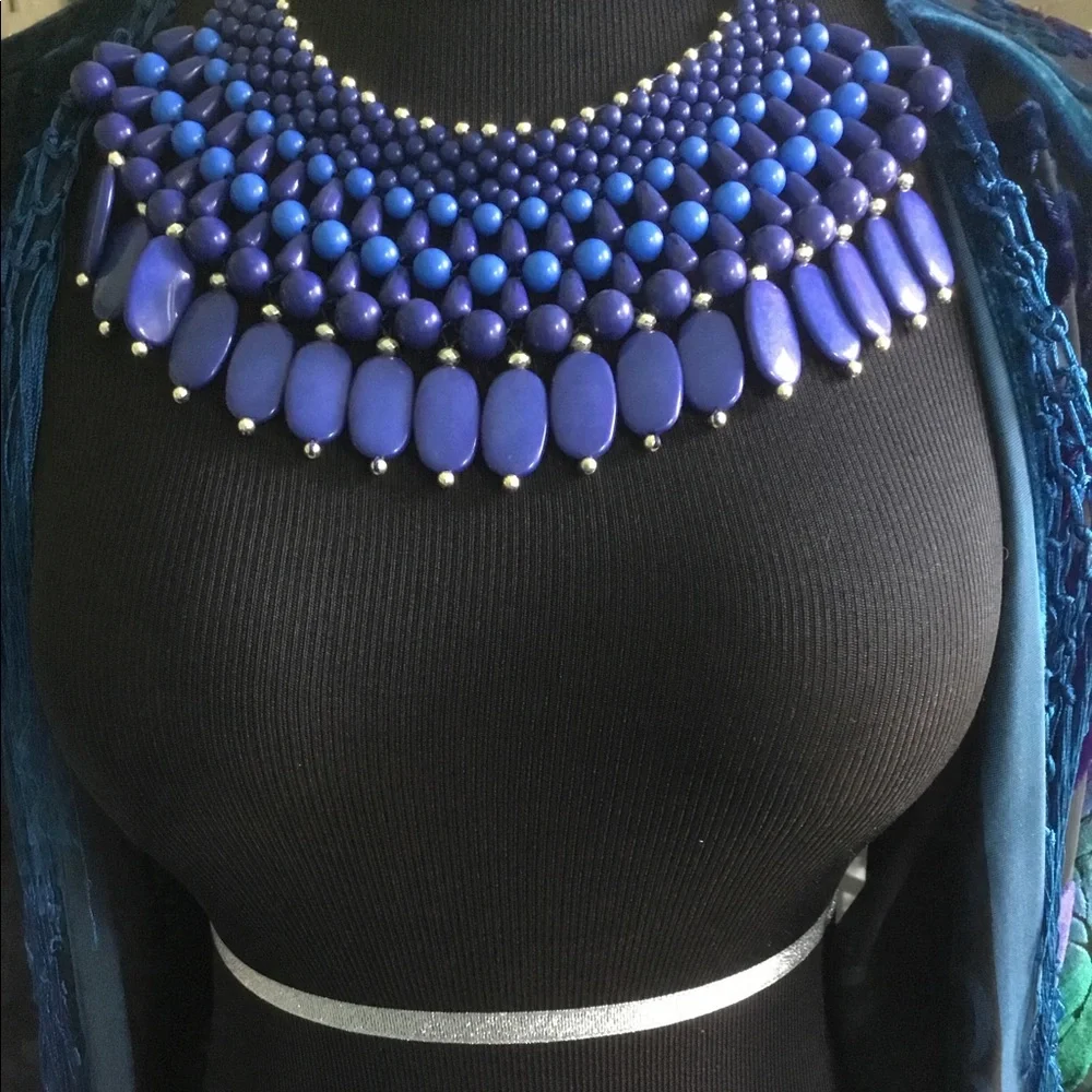 💙🌸 Blue Statement Bib Necklace 🌸💙New💙🌸 - Picture 12 of 13